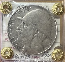 REGNO D' ITALIA 20 LIRE ELMETTO 1928 RARA sigillata BB NUMISMATICA SUBALPINA