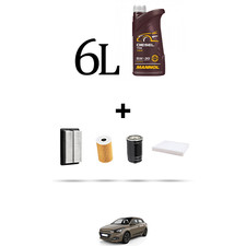 HOFFCAR Kit tagliando 4 FILTRI e 6L OLIO per Hyundai  i20 II 1.4 CRDi 66KW dal 2