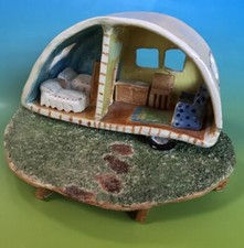 Arte Ceramica Ceramica Camper Rimorchio Hippie Van Camper Ceramica Scultura Casa delle Bambole