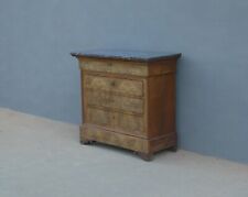 Piccolo comò cassettone in piuma di noce con piano in marmo, '800 - L 98 cm!