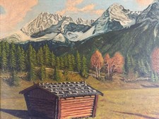 QUADRO OLIO MONOGRAMMA JB PAESAGGIO CON MONTAGNE