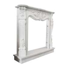 Cornice Camino classico in Marmo di Carrara con Decoro Luigi XVI L150cm