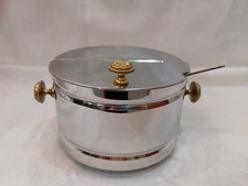 Grande Zuccheriera XX sec. acciaio pomelli ottone bar hotel casa porta zucchero 