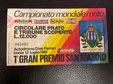 Biglietto  moto 1 Gran Premio San Marino  1981 - Lucchinelli Pazzaglia Reggiani