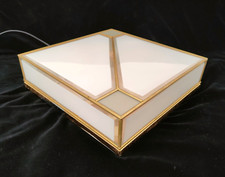 Plafoniera quadrata 30cm applique vetro molato Bianco ottone vintage design -830