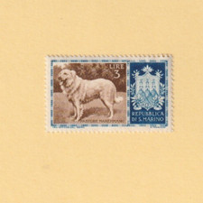 At8 - Francobollo Repubblica di San Marino Lire 3 / 1956 - Cani Razza Maremmano