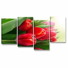 Tulipani Rossi - Quadro Moderno Fiori Stampa su Tela Soggiorno Camera da Letto