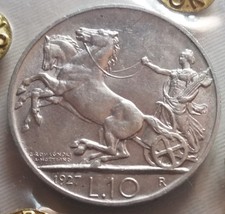 NON COMUNE - 10 LIRE 1927 BIGA - UNA ROSETTA - SPL+ PERIZIATA NORRIS - ARGENTO