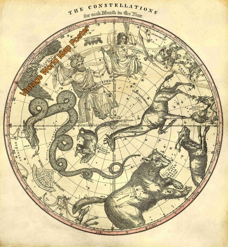Poster vintage 1840 mappa - , del