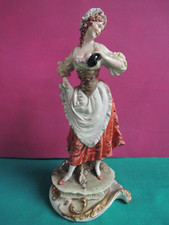 B.MERLI- MASCHERA COLOMBINA -CERAMICA  CAPODIMONTE CARNEVALE ROSSO NAPOLI REGALO