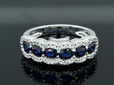 ANELLO TG. 19 (59 CIRCA) ARGENTO 925/- RODIATO CON ZAFFIRO E ZIRCONE CACCIA GIOIELLI