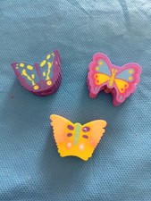 x3 GOMME GOMMINE da COLLEZIONE Vintage ERASER Anni '80s Rare FARFALLA COLORATA !