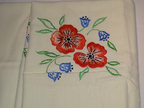 Tovaglia panna ricami fiori - tovaglia,