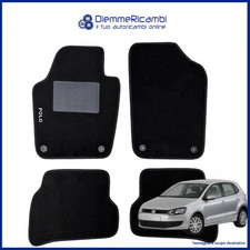 SERIE 4 TAPPETI - TAPPETINI IN MOQUETTE NERI PER VOLKSWAGEN POLO V 6R DAL 2009