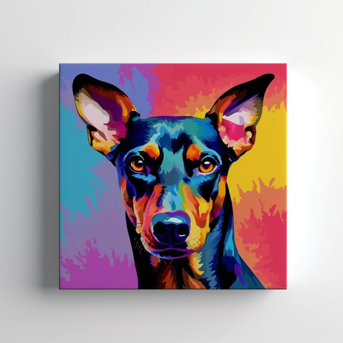Quadro colorato cane doberman