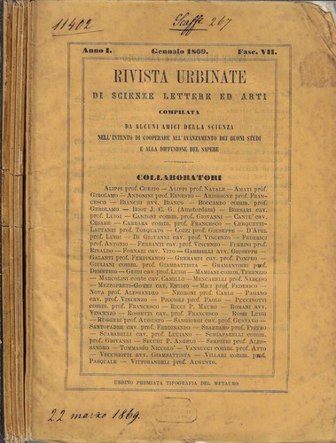 Rivista urbinate scienze - di,