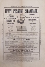 Locandina pubblicità. LA NUOVA PRESSA TIPOGRAFICA. Tutti possono stampare. 32x47