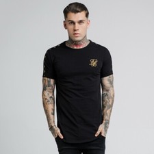 T-shirt uomo Siksilk Sik seta designer logo girocollo maglietta top lurex NUOVA