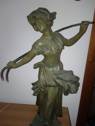 Antica statua bronzo donna - statua,