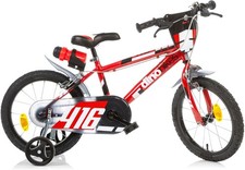 Bici 16 MTB 416 rosso fluo con scudo rotelle parafanghi per bambino Dino Bikes