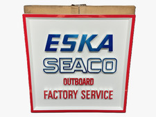 Insegna NOS 1974 ESKA SEACO Fuoribordo Servizio Fabbrica Rivenditore in Scatola Originale