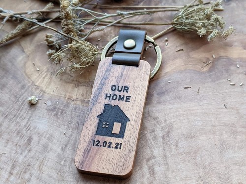 Personalised wooden keyring - personalised,