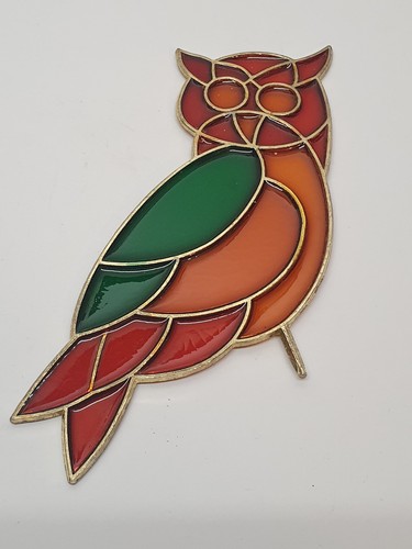 Vintage owl shaped red green - red, &