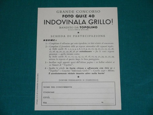 Cartolina concorso indovinala - cartolina,