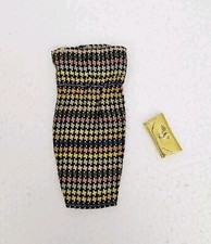 Abito modello alta moda AHI vintage anni 60 sera data multicolore borsetta oro