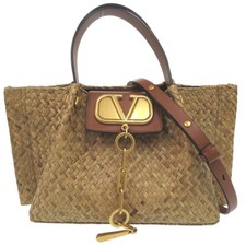 Borsa donna Valentino Valentino Garavani logo V paglia 2 vie tracolla borchie