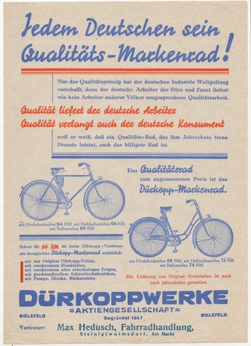 Foglio pubblicitario dürkopp - pubblicitario,