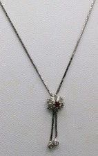 Collana In Argento 835 Granato Rosso E Brillanti Alta Qualità PERFETTA Punzonata