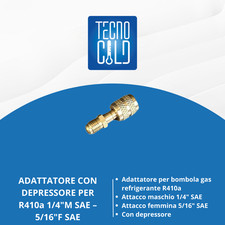 ADATTATORE CON DEPRESSORE PER GAS R410a ATTACCO 1/4″M SAE – 5/16″F SAE