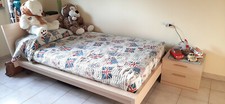 letto piazza e mezzo, struttura in legno, compreso materasso mai usato