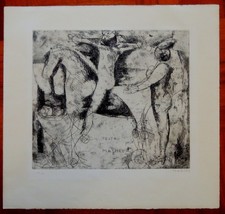 MARINO MARINI acquaforte del 1956 titolata 'IL TEATRO DELLE MASCHERE'  (rif. S)