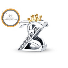 Crown Z Letter Charm, Z Letter