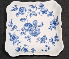  Richard Ginori Blu Rosa Quadrato Piatto Poco Profondo Ciotola Blu Bianco Floreale
