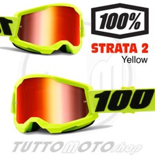 MASCHERINA MASCHERA 100% STRATA 2 YELLOW SPECCHIATI OFF ROAD MOTO CROSS ENDURO