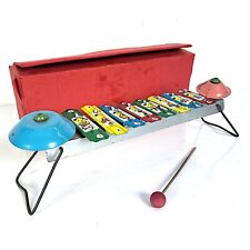 Antico Giocattolo Vintage anni 50 strumento musicale Xilofono in latta d'epoca