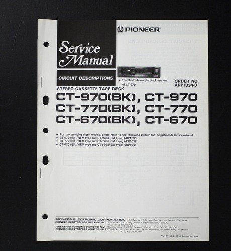 Originale pioneer 970 - pioneer, ct-970
