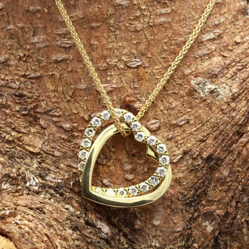 Ciondolo doppio cuore - ciondolo, diamante