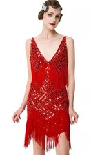 ABITO BABEYOND FLAPPER TAGLIA XSMALL ROSSO SALSA DANZA ANNI '20 GRANDE FESTA GATSBY