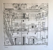 1971 Renzo BIASION =  LA CASA DI ELSA = Acquaforte originale Firmata