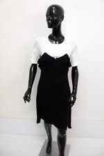 DONDUP Vestito Donna Taglia M Abito Logo Dress Woman Tubino Bianco/Nero Estivo