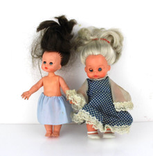 Coppia 2x MINI FURGA Lucia & Lella Bambola Vintage da collezione con vestito