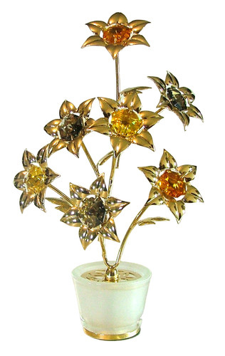 Vaso satinato con fiori gold - con,