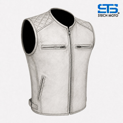 Moto gilet pelle - gilet, uomo