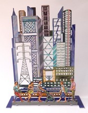 DAVID GERSTEIN METROPOLIS CITY LIFE FOR SIEMENS SCULTURA IN METALLO 3D FIRMATA ISRAELE