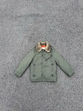 Giacca militare vintage Woolrich N6B esercito pelliccia collo falena full zip verde taglia S rara
