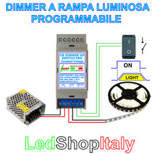 Dimmer Varialuce 12V/24V 20A 480W ad interruttore Soft on/off regolabile - ITA